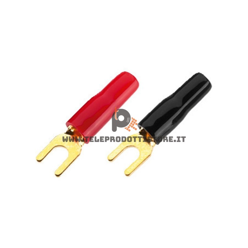 Set 4 pz. capicorda a forcelle 4,7x8mm terminali per amplificatore HiFi casse forcella