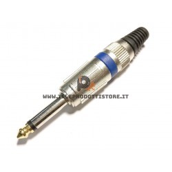 Spinotto connettore jack 6,3 mono TS professionale con guidacavo metallico