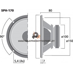 SPH-170 Monacor Woofer midrange hi-fi  80 W 8Ohm 6"3/4 165mm SPH170