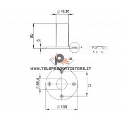 Supporto bicchiere tazza in ABS per stativo casse 35 mm. diffusori incasso