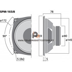 SPM-165/8 Monacor Woofer midrange hifi 150W 8Ohm 6"1/2 165mm SP165/8