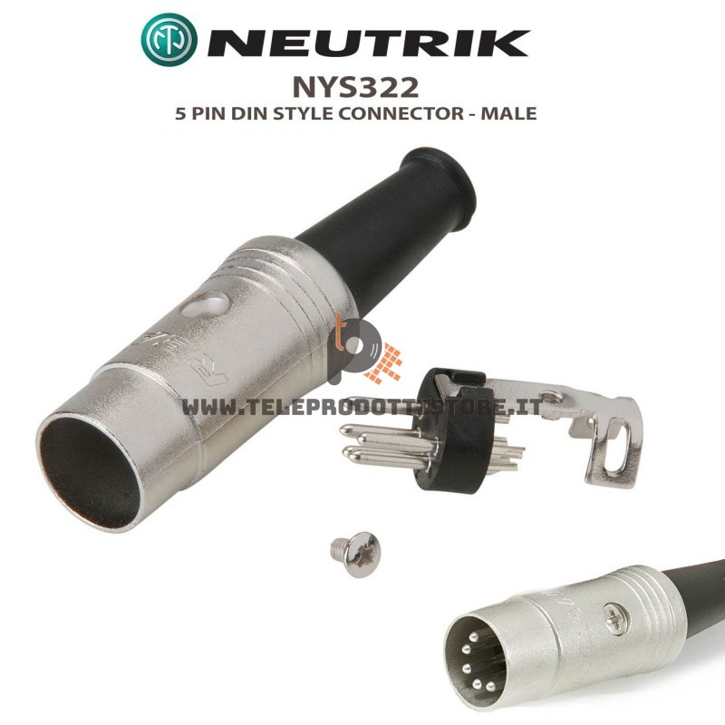 Neutrik NYS322 REAN Connettore spinotto spina DIN 5 poli maschio midi volante