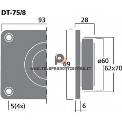 DT-75/8 Monacor Tweeter hi-fi cupola 50 W 8 Ohm 25mm DT75/8