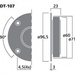 DT-107 Monacor Tweeter hi-fi cupola seta 130 W 8 Ohm 25mm DT107
