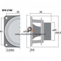 SPX-21M Monacor Altoparlante woofer mini a larga banda 25W 4Ohm SPX20M