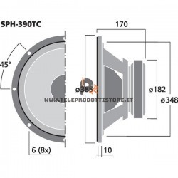 SPH-390TC Monacor Subwoofer hi-fi 2x300W 2x8 Ohm 15" 380mm SPH390TC