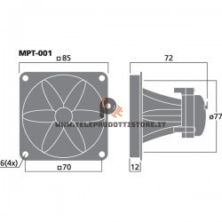 MPT-001 Monacor Tweeter piezoelettrico quadrato con flangia piezo MPT001