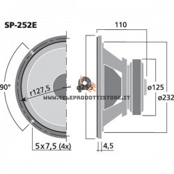 SP-252E Monacor Woofer hi-fi 150 W 4 Ohm 10" 250mm SPH252E