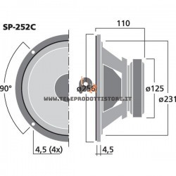 SP-252C Monacor Woofer hi-fi 200 W 4 Ohm 10" 250mm SPH252C SPH 252 C