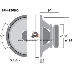 SPH-220HQ Monacor Woofer hi-fi 180W 8Ohm 8" 200mm SPH220HQ