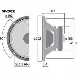SP-202E Monacor Woofer altoparlante hi-fi 100 W 4 Ohm 8" 200mm SP202E