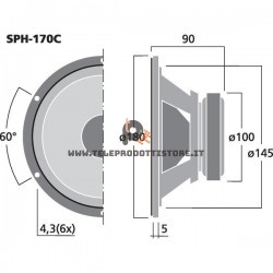 SPH-170C Monacor Woofer e woofer midrange hifi 120W 8 Ohm 6"1/2 165mm SPH170C