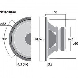 SPH-100AL Monacor Midrange  80W 8 Ohm 4" 100mm SPH100AL SPH 100 AL