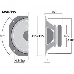 MSH-115 Monacor Woofer Midrange 120W 8Ohm 4" 100mm MSH115