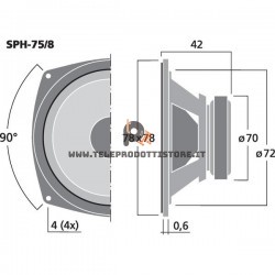 SPH-75/8 Monacor Woofer midrange hi-fi 30W 8Ohm 3" 87mm SPH75/8 SPH 75 /8