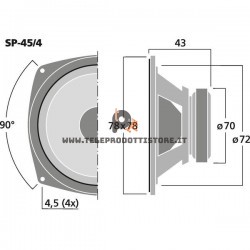 SP-45/4 Monacor Woofer midrange 40W 4Ohm 3" 78mm SP45/4 SP 45 /4