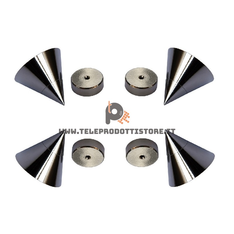 Kit 4 spike punte cromati regolabili per diffusori box cassa hiend piedi