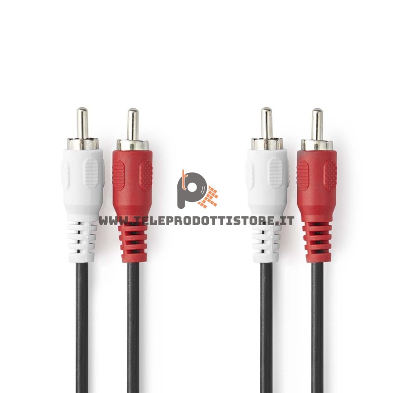 Cavo RCA di collegamento stereo segnale audio 1 m. schermato maschio