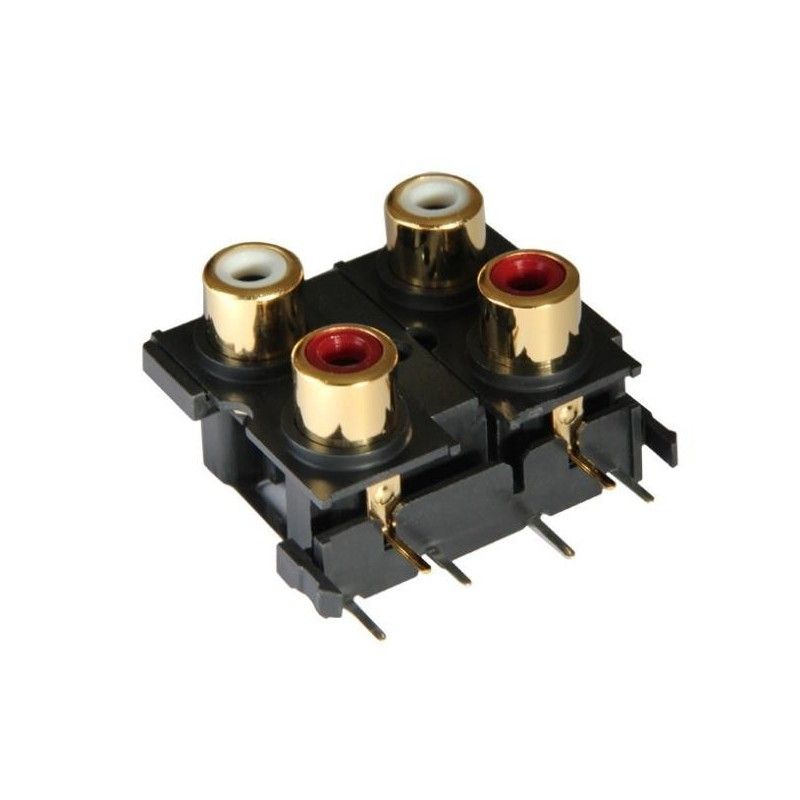 Presa RCA da circuito stampato basetta PCB connettore isolato doppia 4 rca