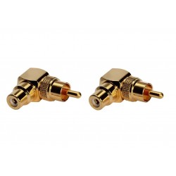 Coppia Adattatore RCA a 90°gradi curvo maschio femmina Placcato oro 24k