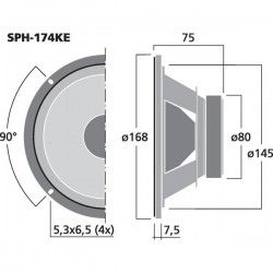 SPH-174KE Monacor Woofer midrange 100W 8Ohm 165mm SPH174KE