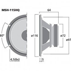 MSH-115HQ Monacor Midrange HIend 100W 8Ohm 4" 100mm MSH115HQ