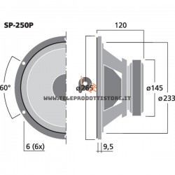 SP-250P Monacor Woofer altoparlante 100 W 8 Ohm 10" 250mm SP250P