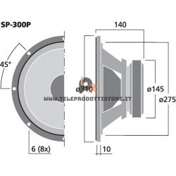 SP-300P Monacor Woofer altoparlante 200W 8 Ohm 12" 310mm SP300P