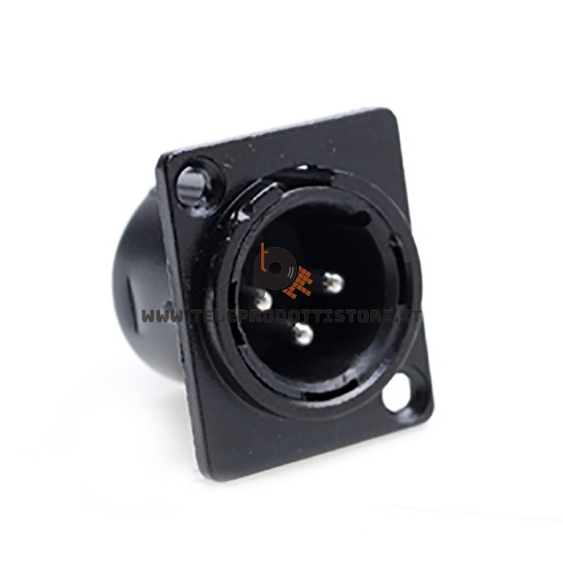 Connettore XLR maschio da pannello 3 poli nero spinotto cannon